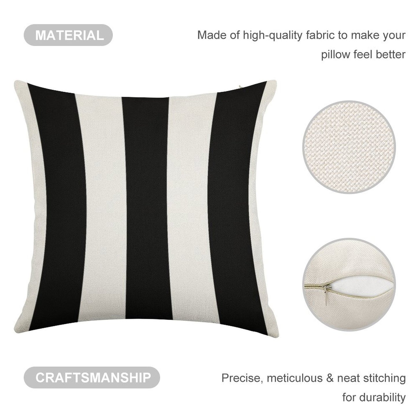 Black And White Stripes Linen Throw Pillow Cover