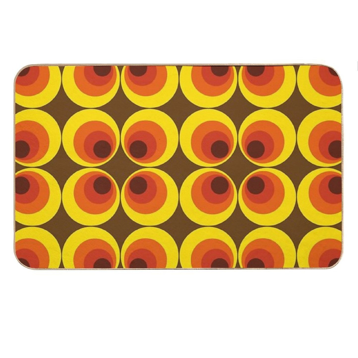70s, 80s Funky Vintage Circle Pattern Bath Mat