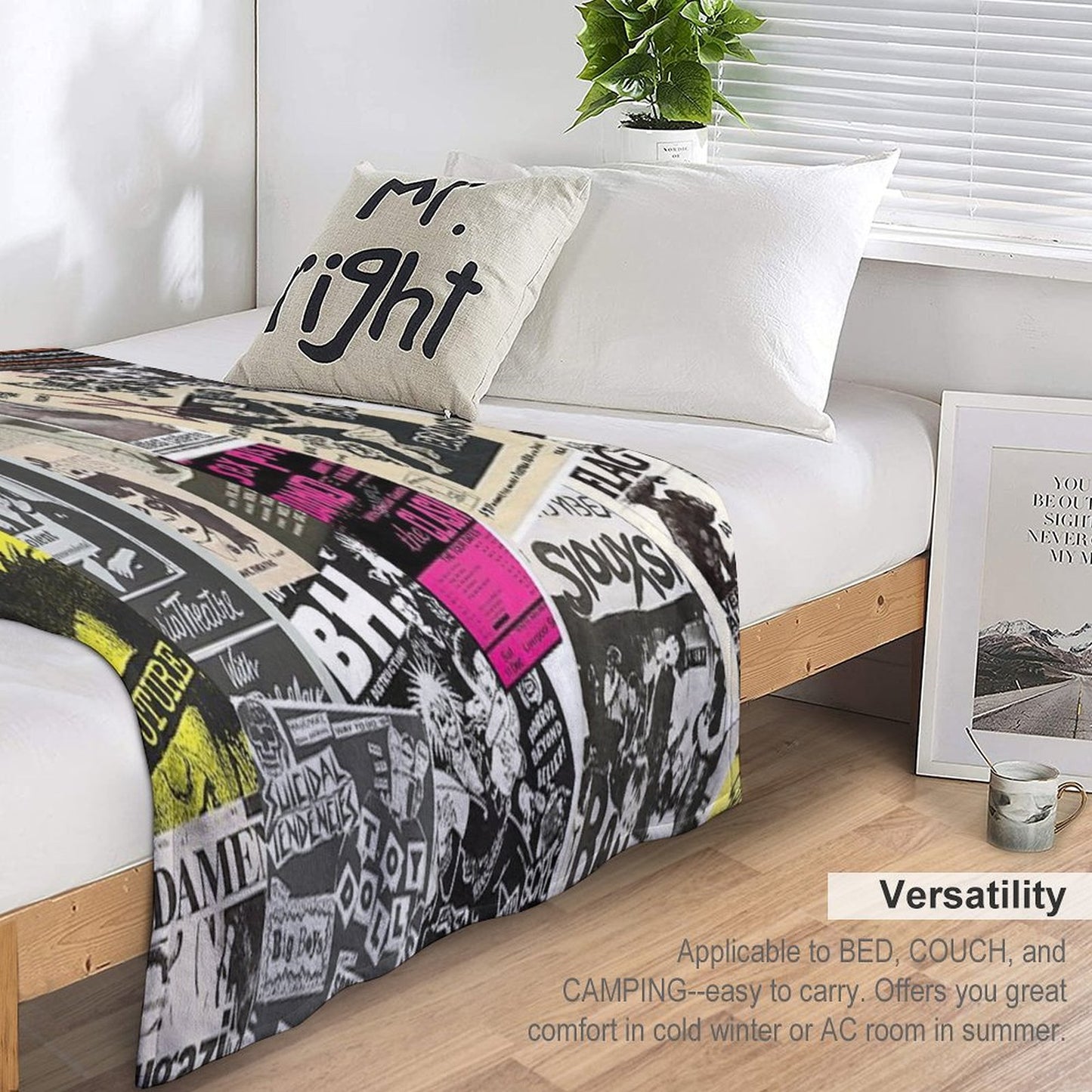 Punk Rock Music Flyers Collage Throw Blanket