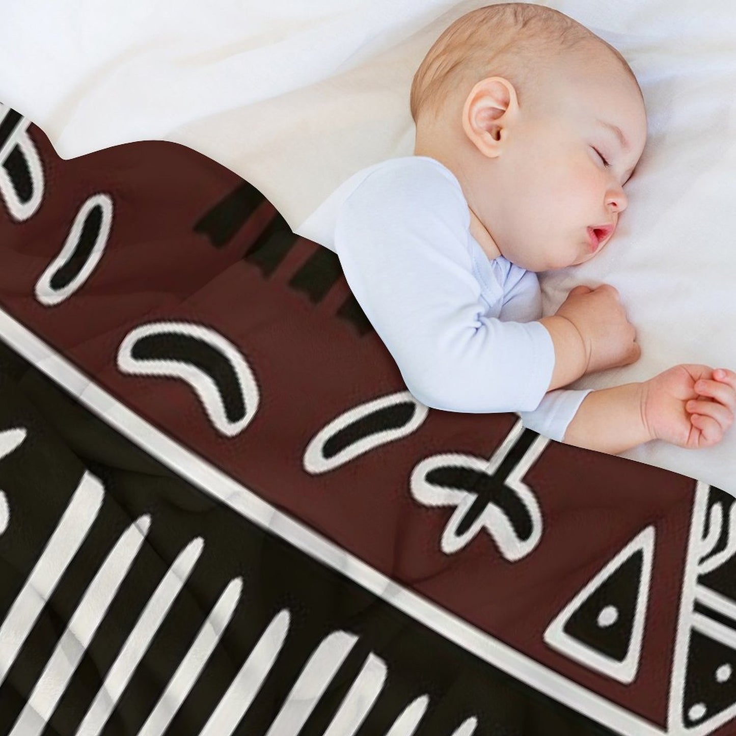 African Mud Cloth with Elephants Throw Blanket