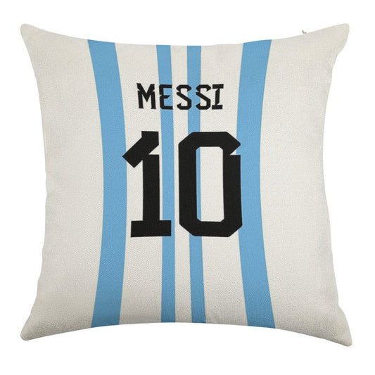 Messi 10 Linen Throw Pillow Cover