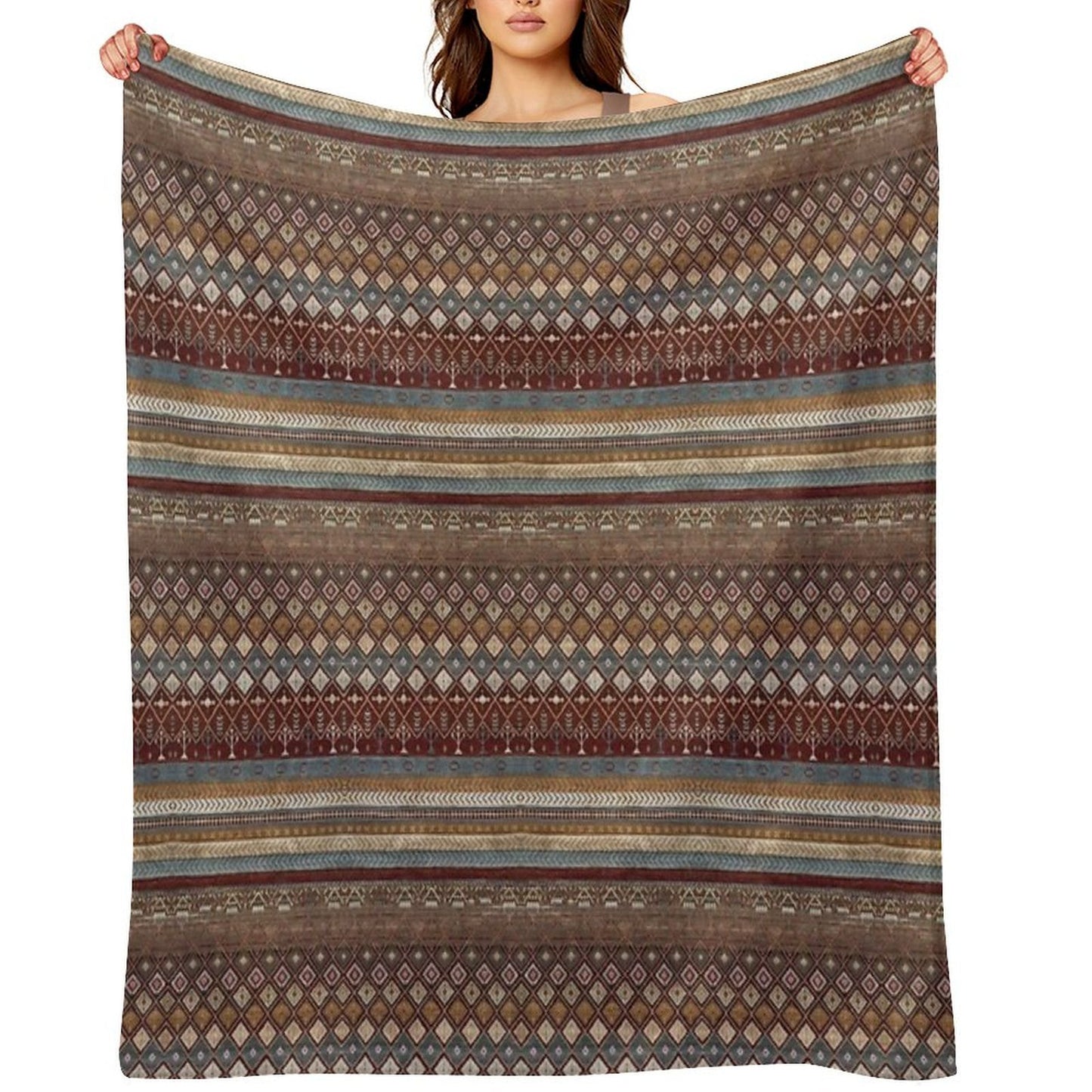 Geometrical Carpet Design Patterns Throw Blanket