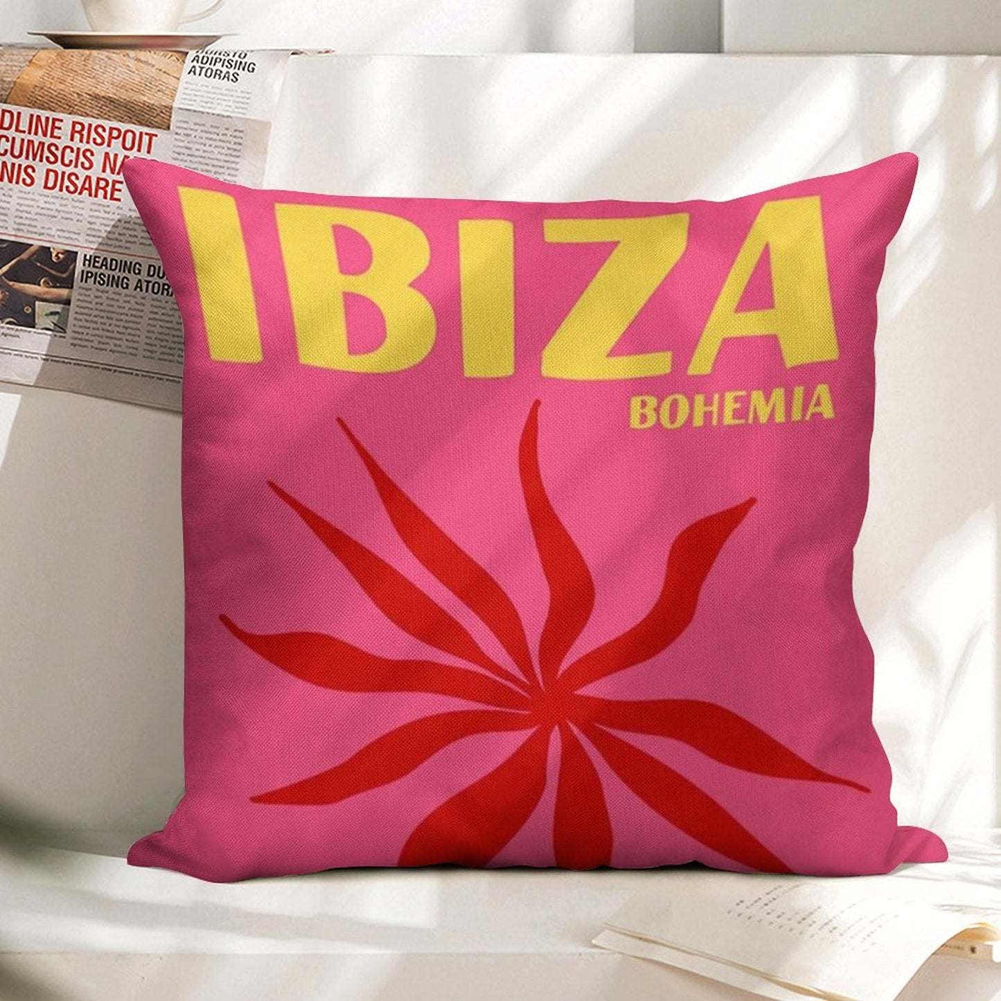 Ibiza Bohemia Print Linen Throw Pillow Cover