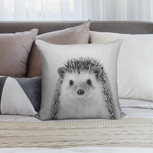 Hedgehog - Black & White Soft Luxury Feel Throw Pillow