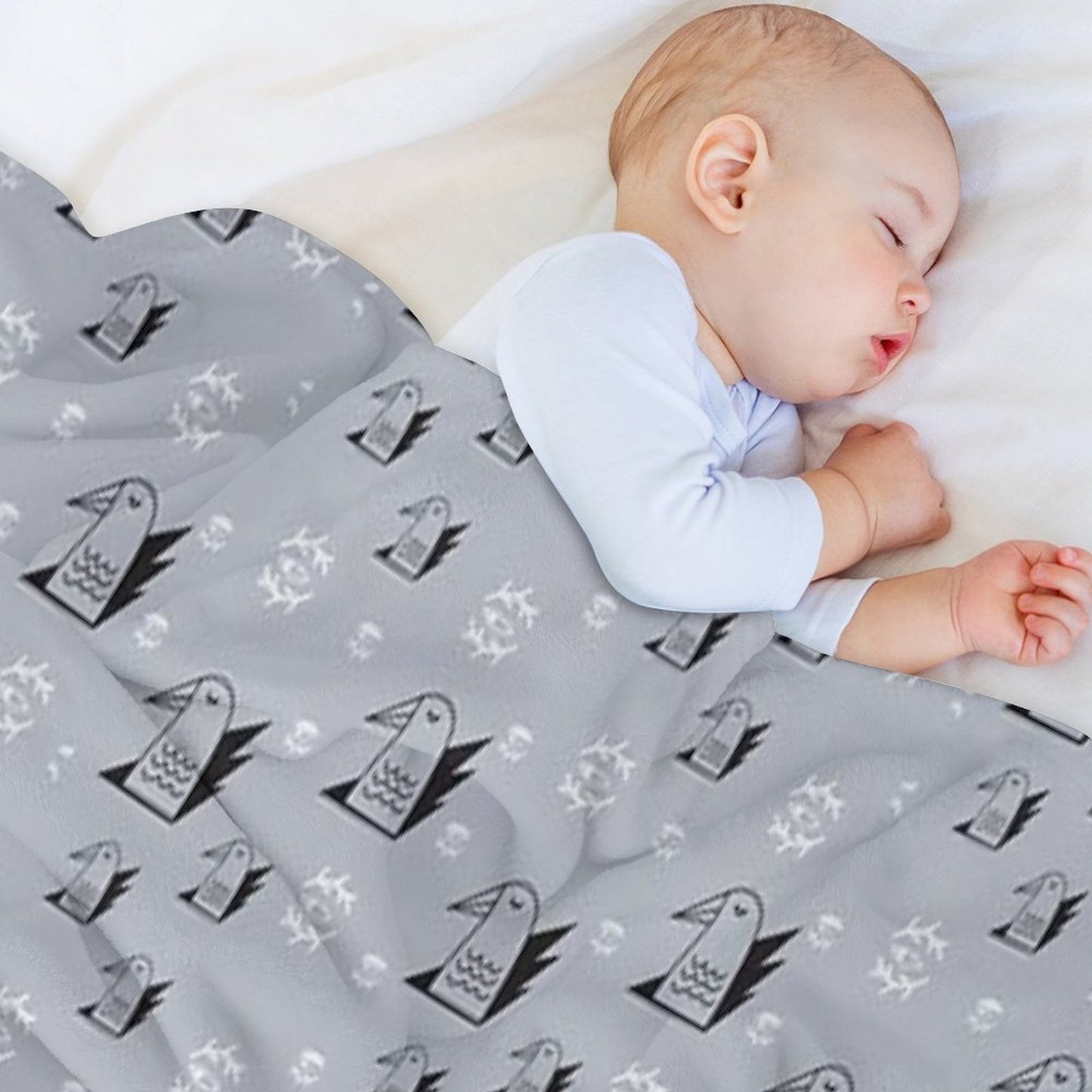 Birds And Eyes Steel Blue Throw Blanket