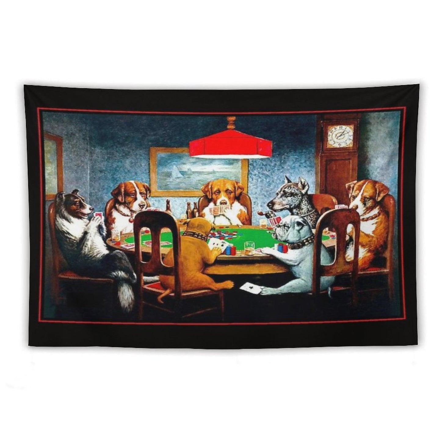 DOGS PLAYING POKER Vintage C M Coolidge Print Tapestry