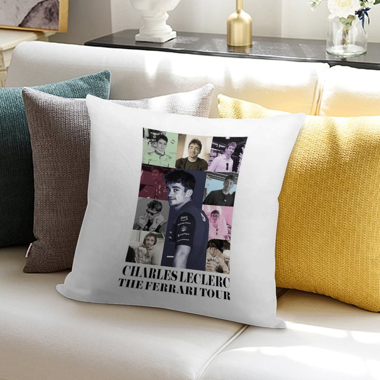 Charles Leclerc Eras Tour Soft Reinforced Edging Throw Pillow