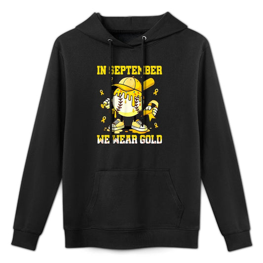 in September We Wear Gold Baseball Drip Boy Childhood Cancer Relaxed Fit Hoodie