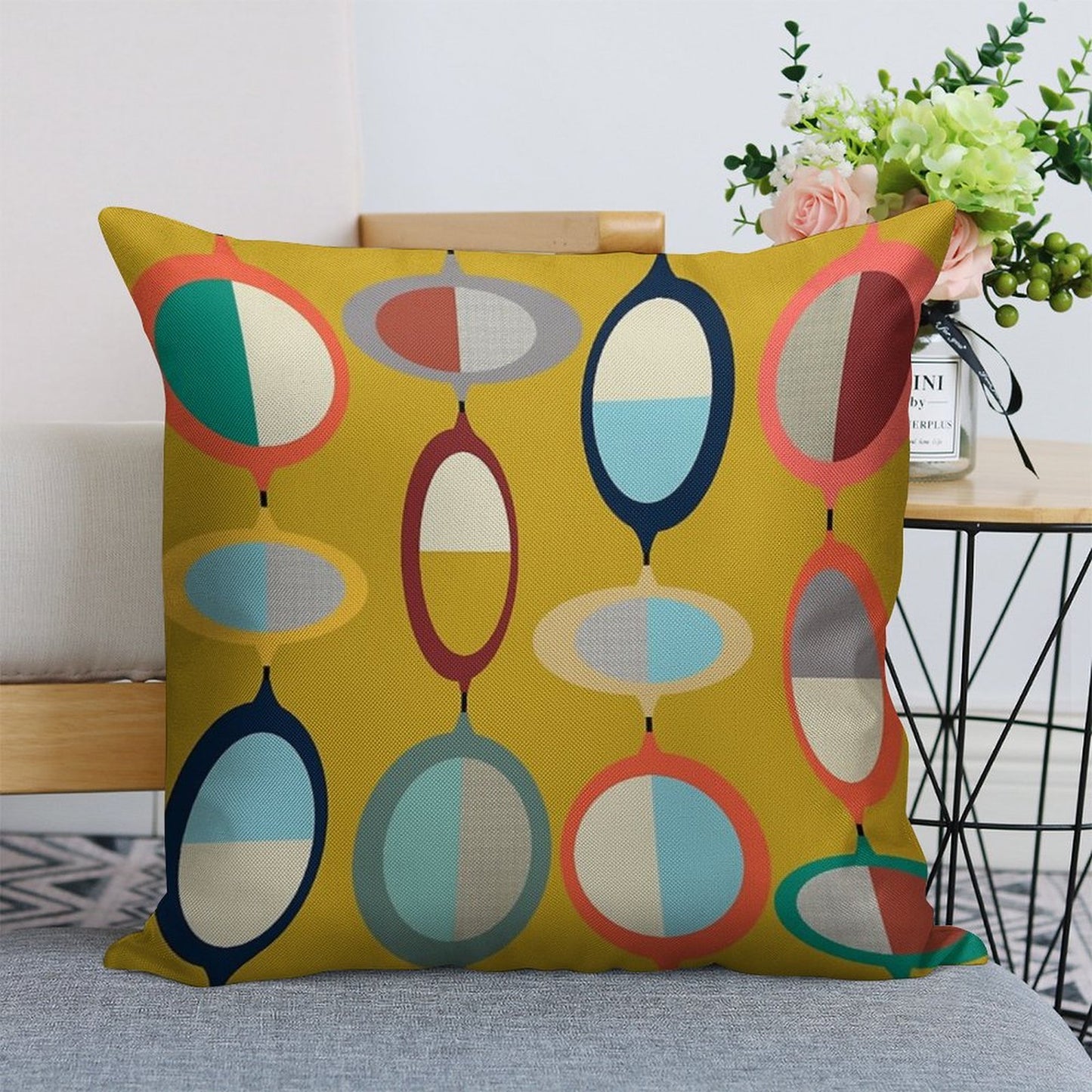 Mid-Century Modern #3 Linen Throw Pillow Cover