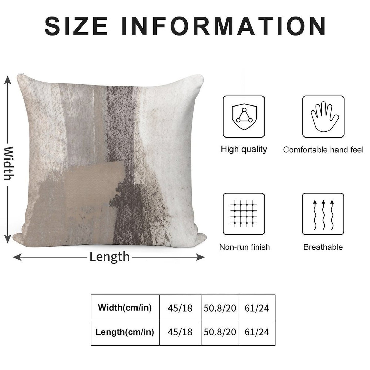 Taupe And Charcoal Grey Modern Abstract Painting Soft High-Density Material Throw Pillow