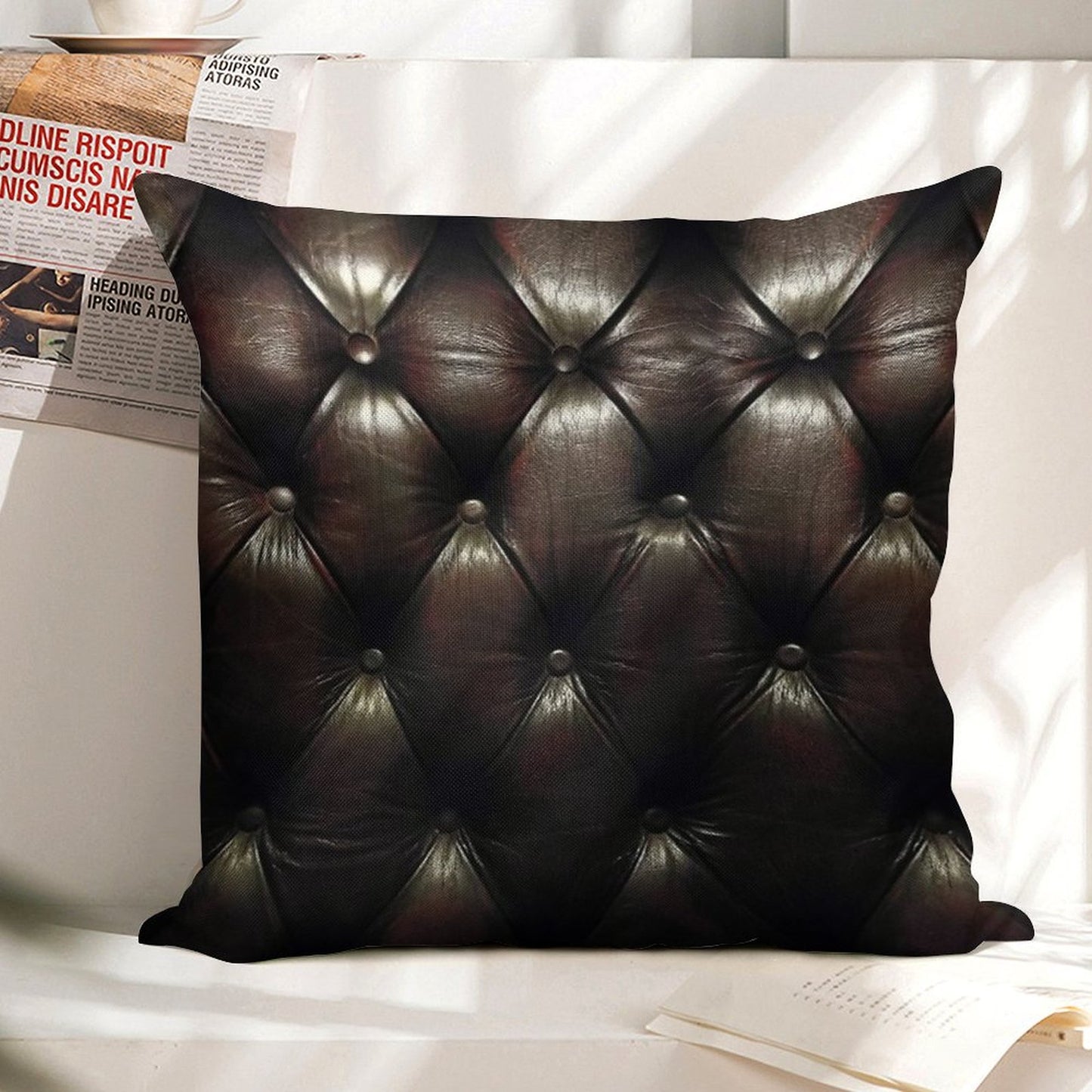 Chesterfield Natural Linen Throw Pillow Cover