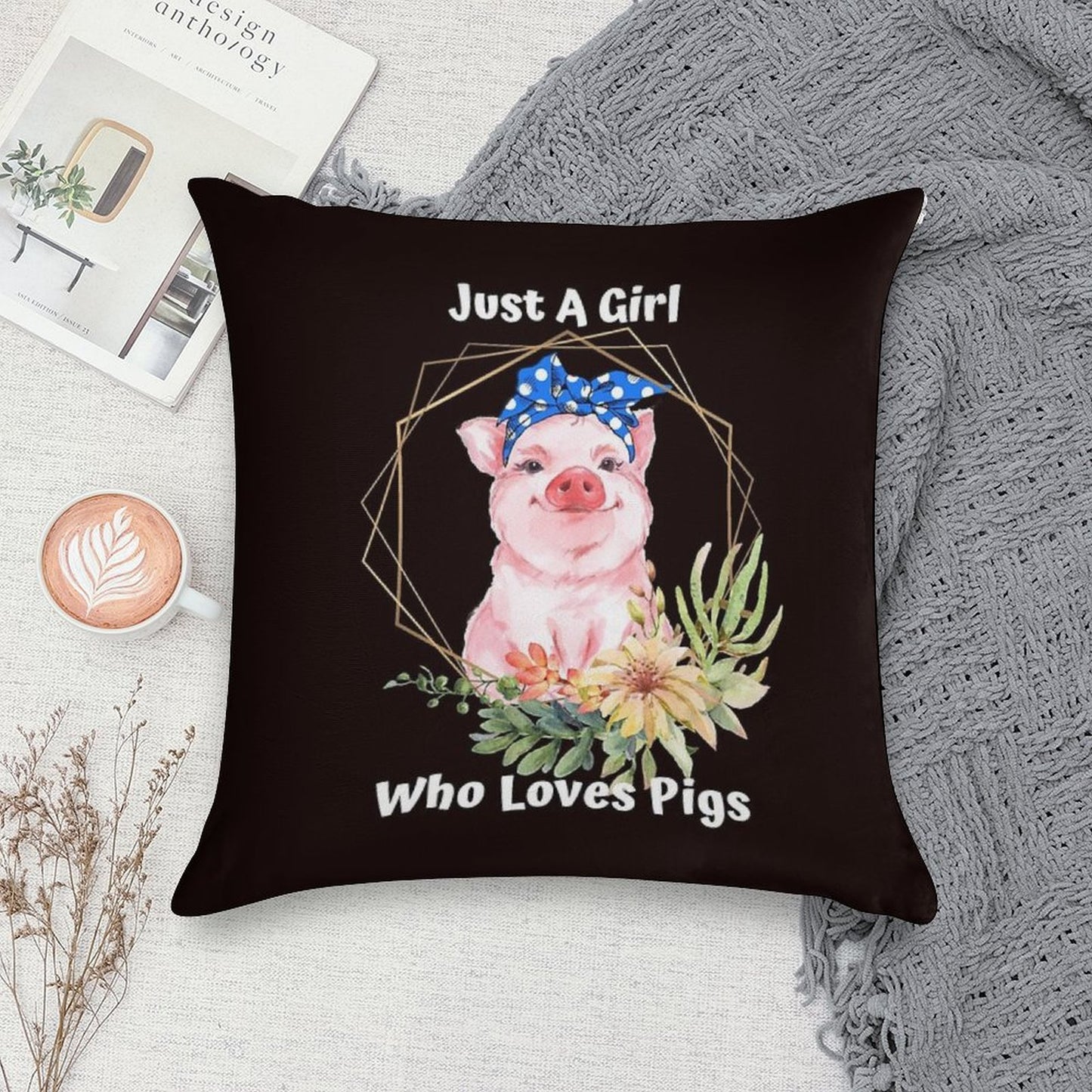 Just A Girl Who Loves Pigs Soft High-Density Material Throw Pillow