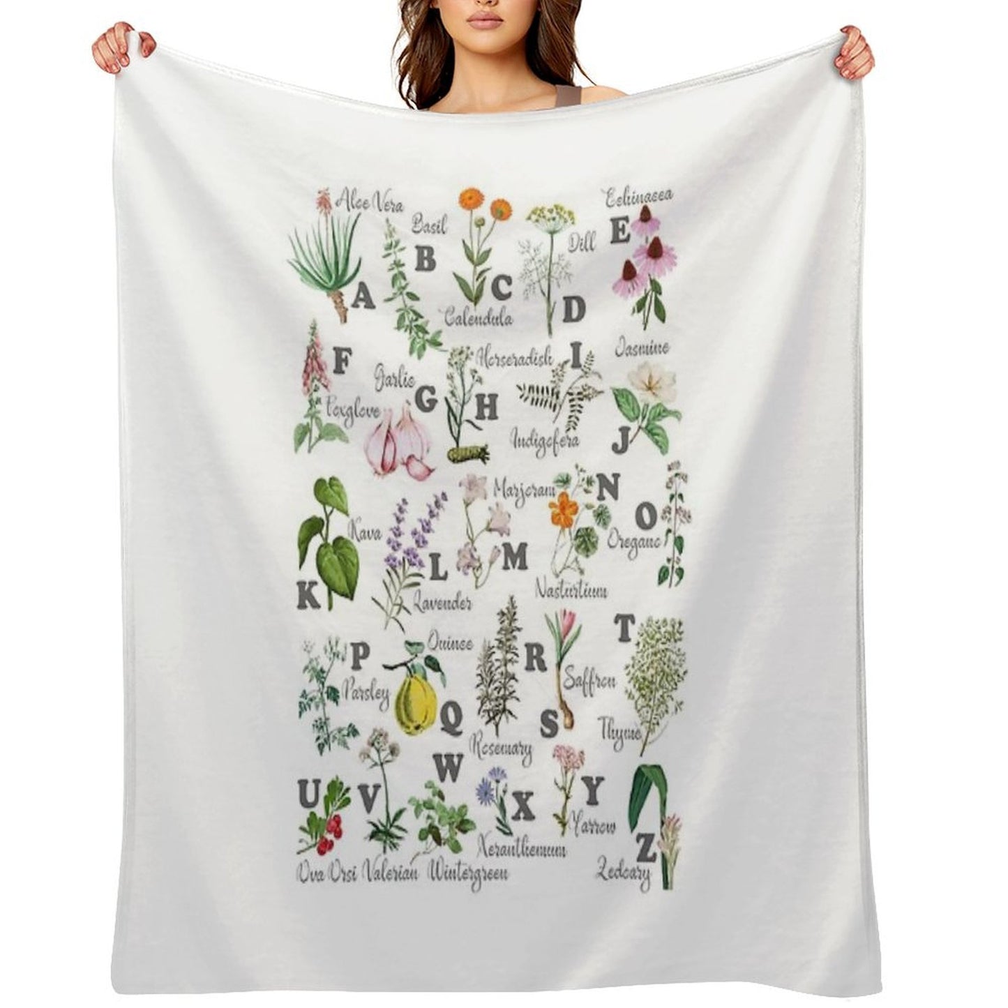 Herb Alphabet Throw Blanket