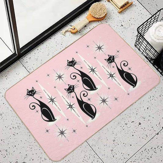 Mid Century Meow Retro Atomic Cats LG ©studioxtine Bath Mat