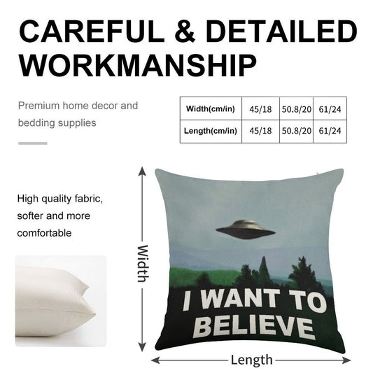 I Want to Believe Linen Throw Pillow Cover