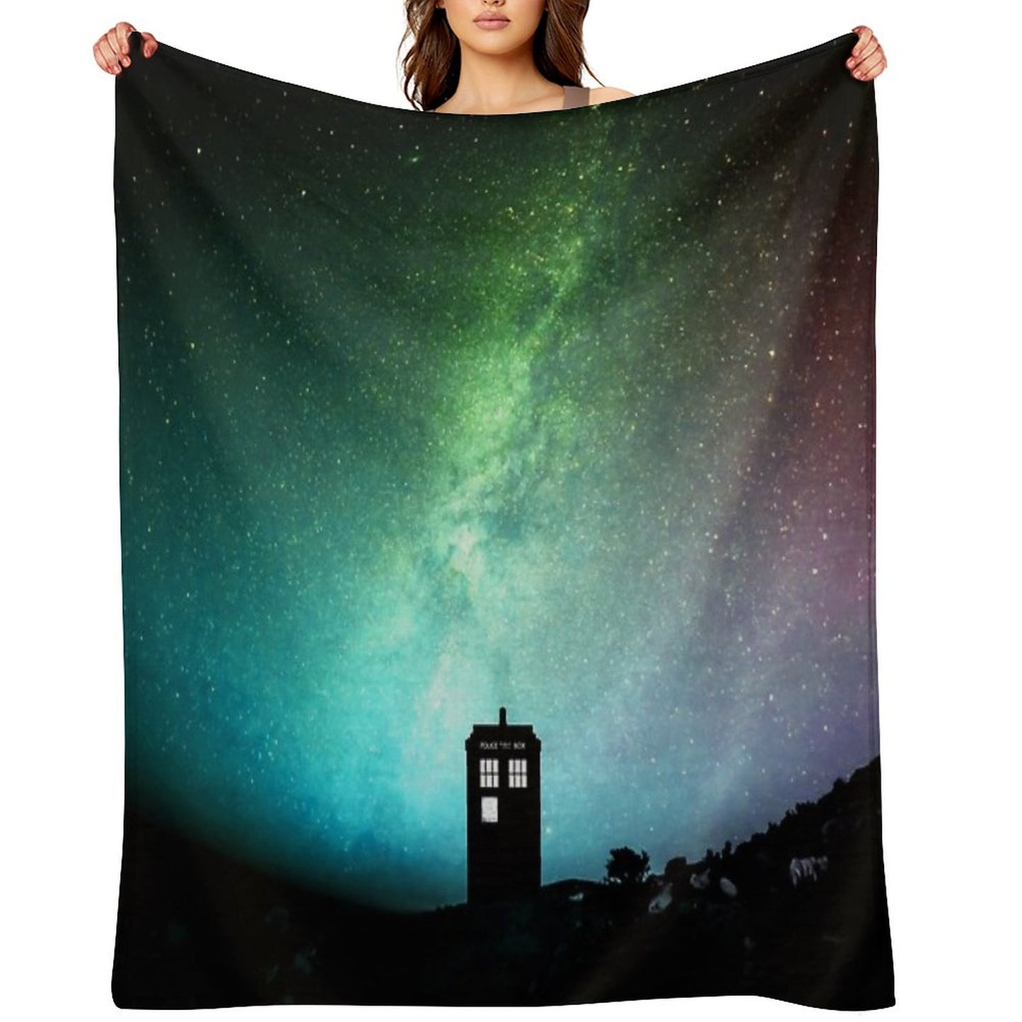 Starry Moon Art Blossom Throw Blanket