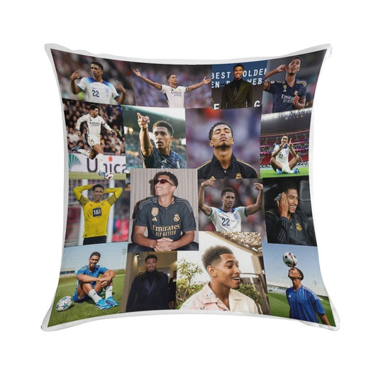 Jude Bellingham Collage Soft Warmth Comfort Throw Pillow
