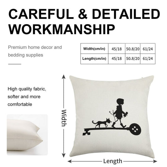 Coraline's Journey Linen Throw Pillow Cover