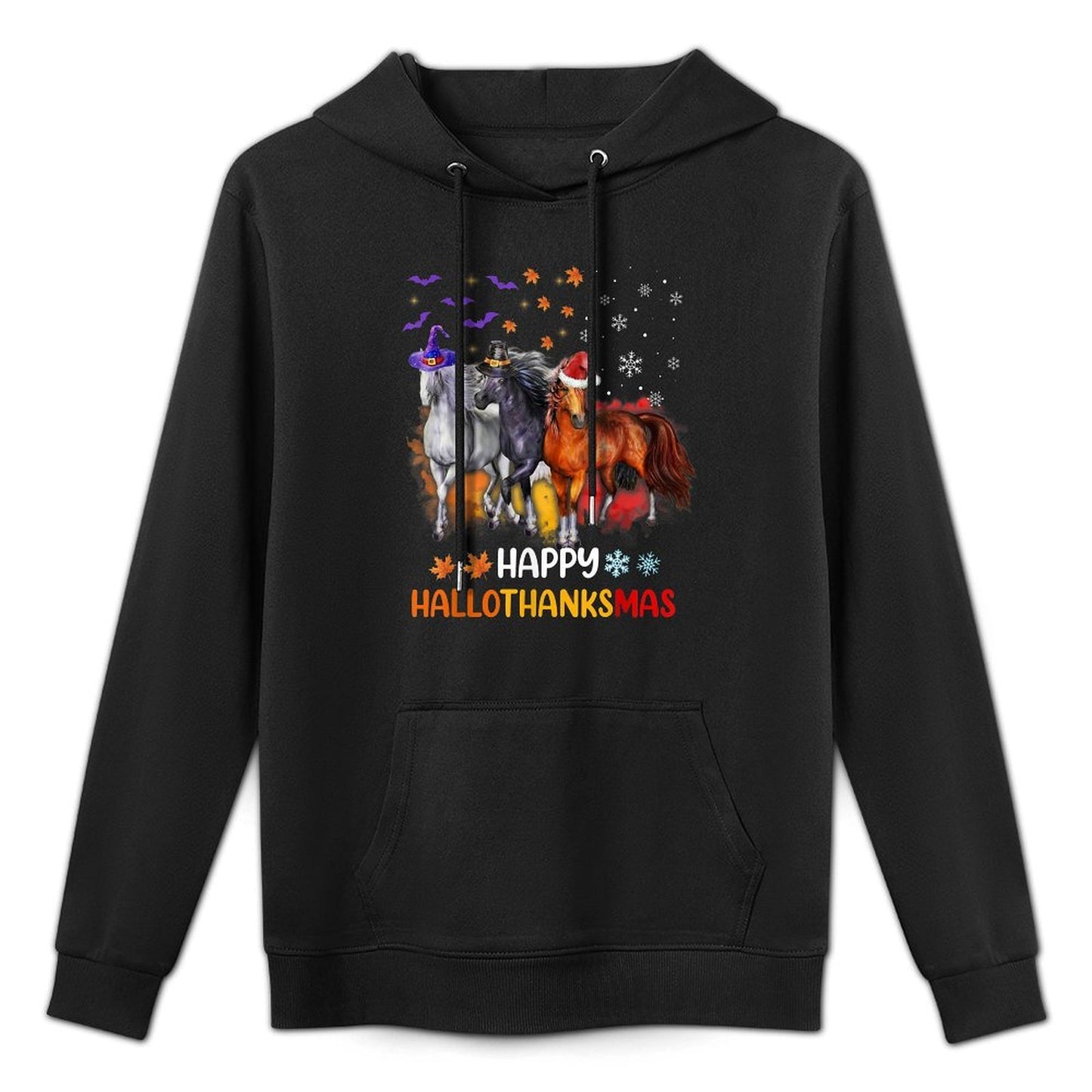 Horse Lover Halloween Merry Christmas Happy Hallothanksmas Unisex Design Hoodie