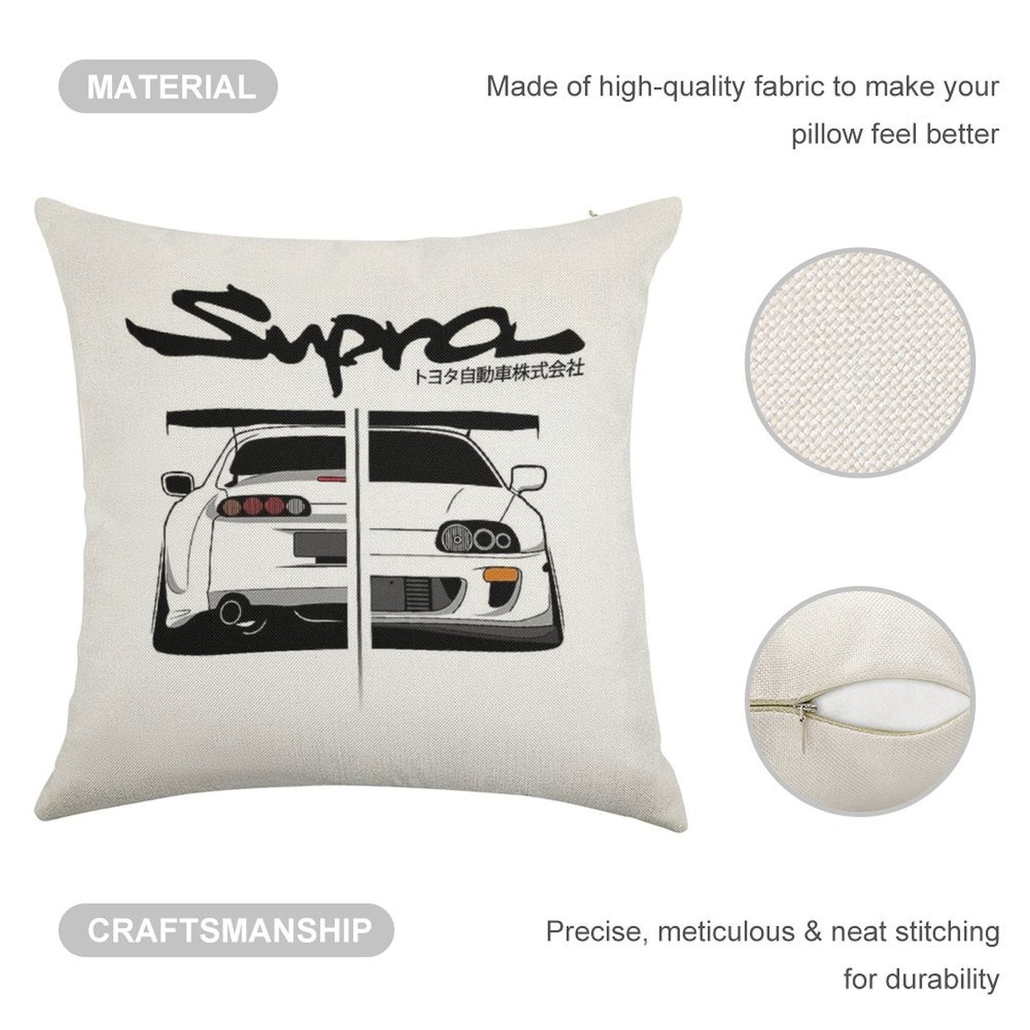 Toyota Supra MK IV - CarCorner Linen Throw Pillow Cover