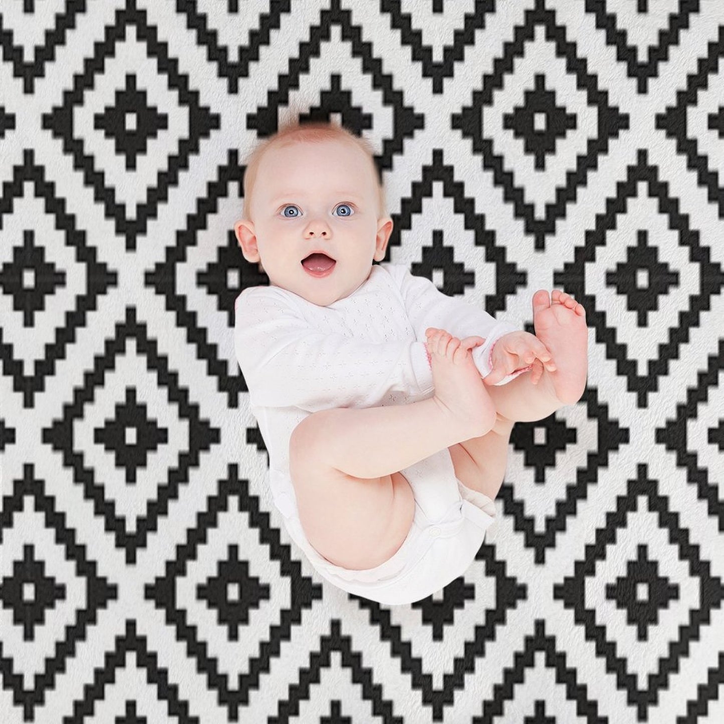 Aztec - Black on White Throw Blanket