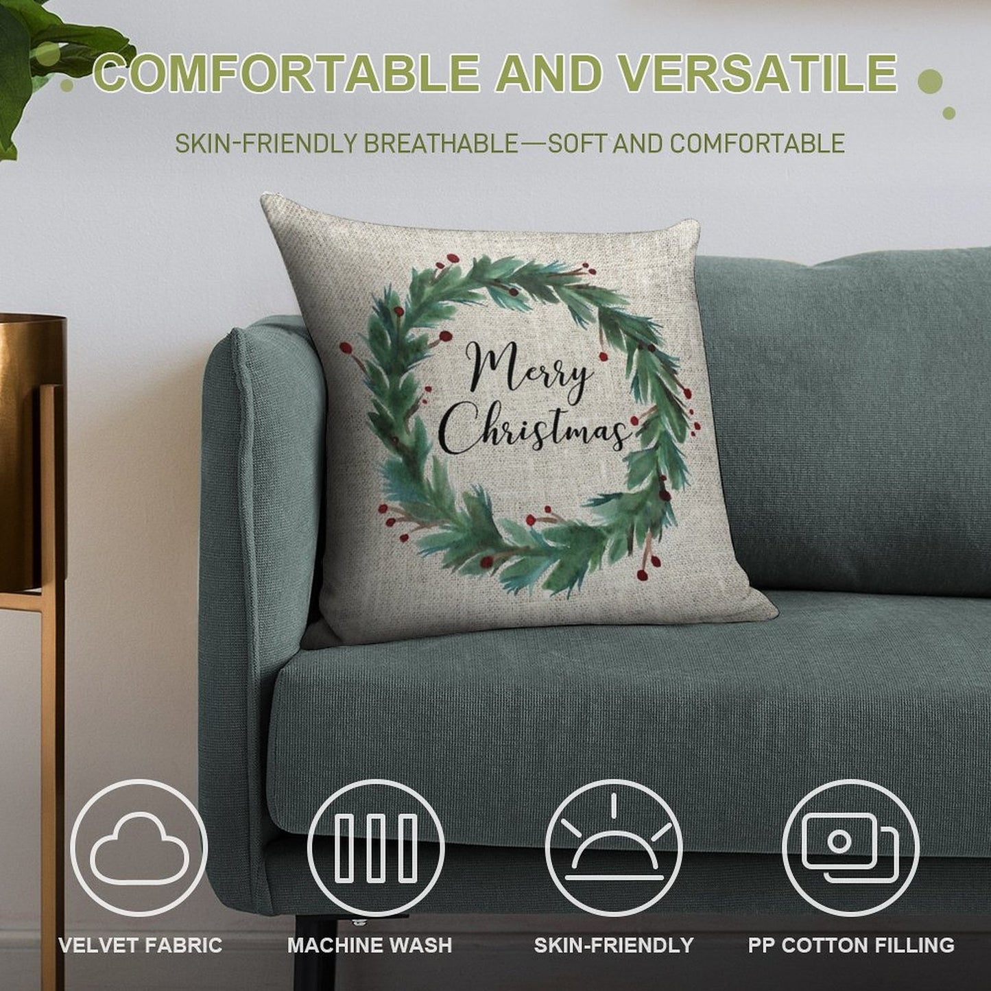 Christmas Wreath Soft Ultra-Soft Texture Throw Pillow