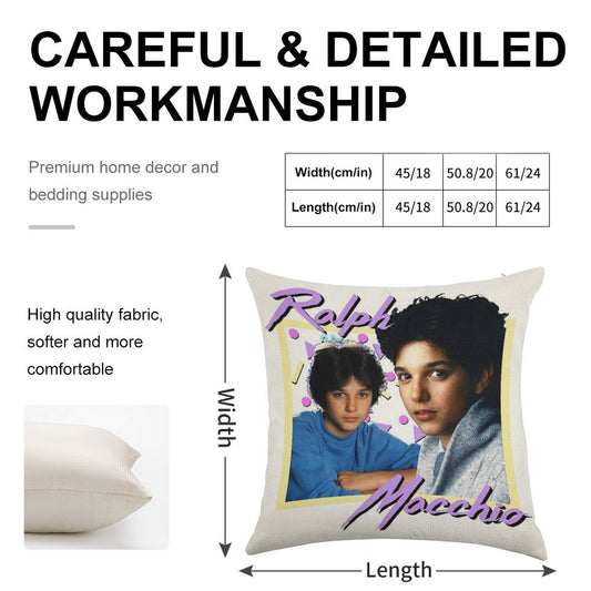 80s Ralph Macchio Linen Throw Pillow Cover