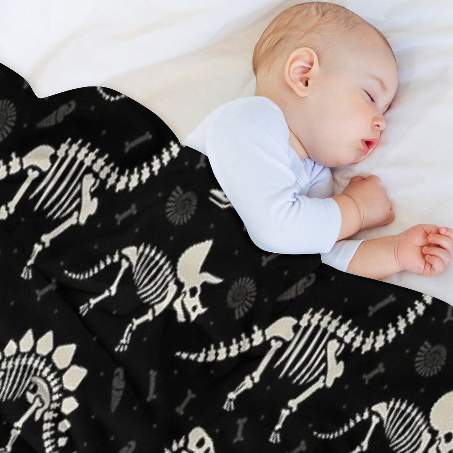 Dinosaur Fossils in Black Throw Blanket