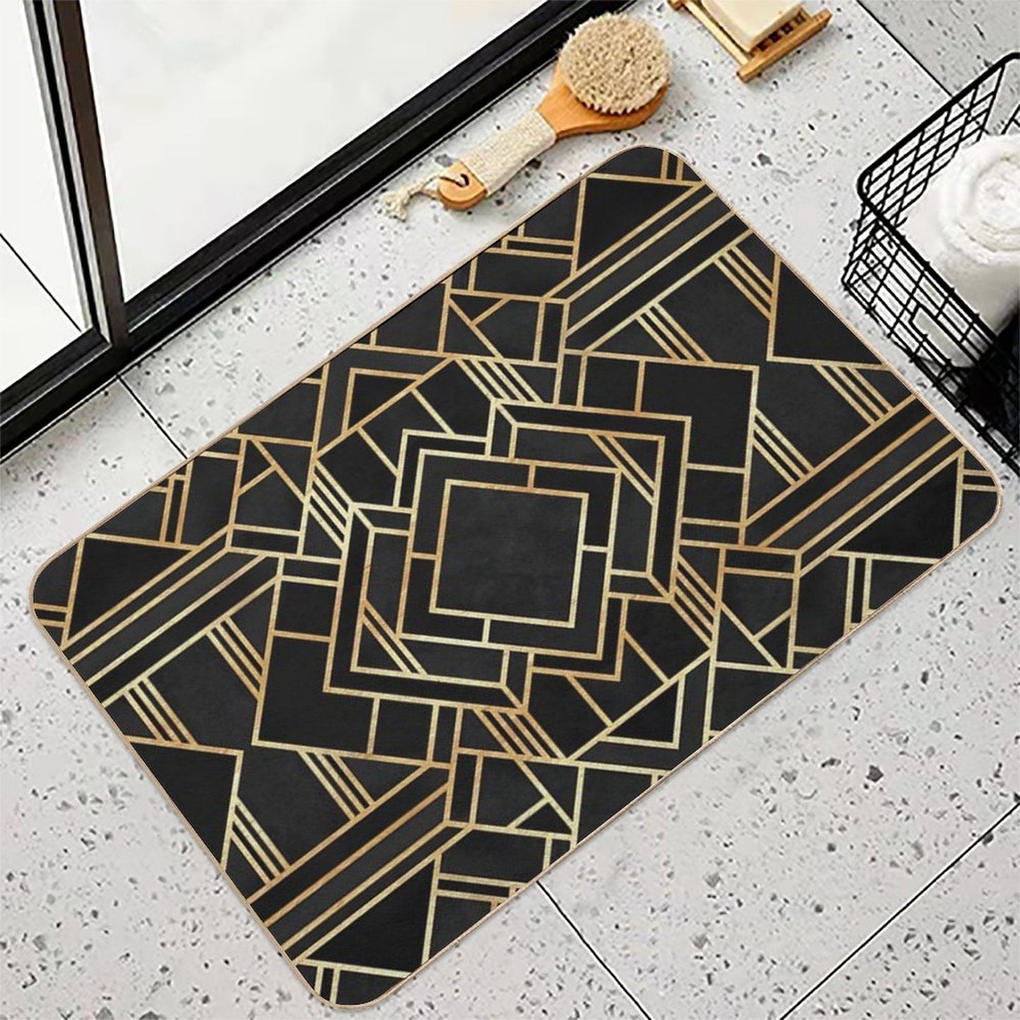 Art Deco Black Bath Mat