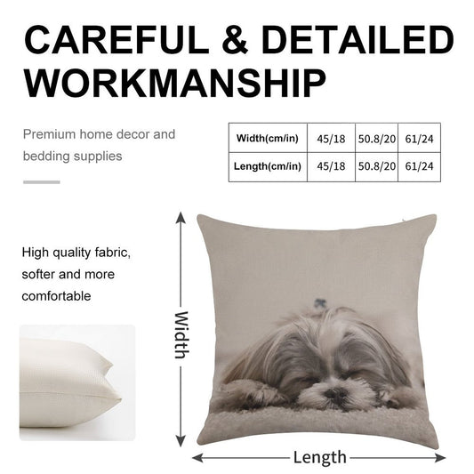 Shih Tzu Sleeping Linen Throw Pillow Cover