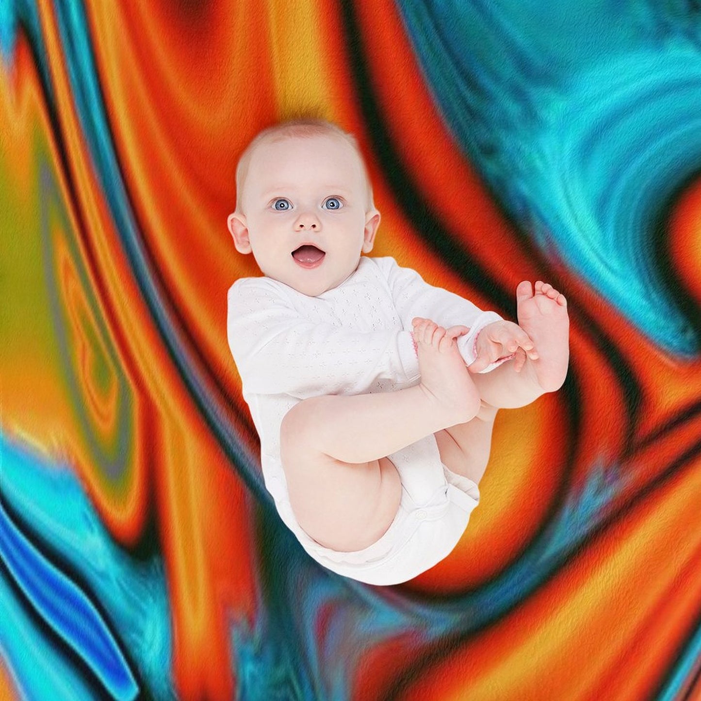 Vivid Modern Southwest Hipster Turquoise Orange Swirls Throw Blanket