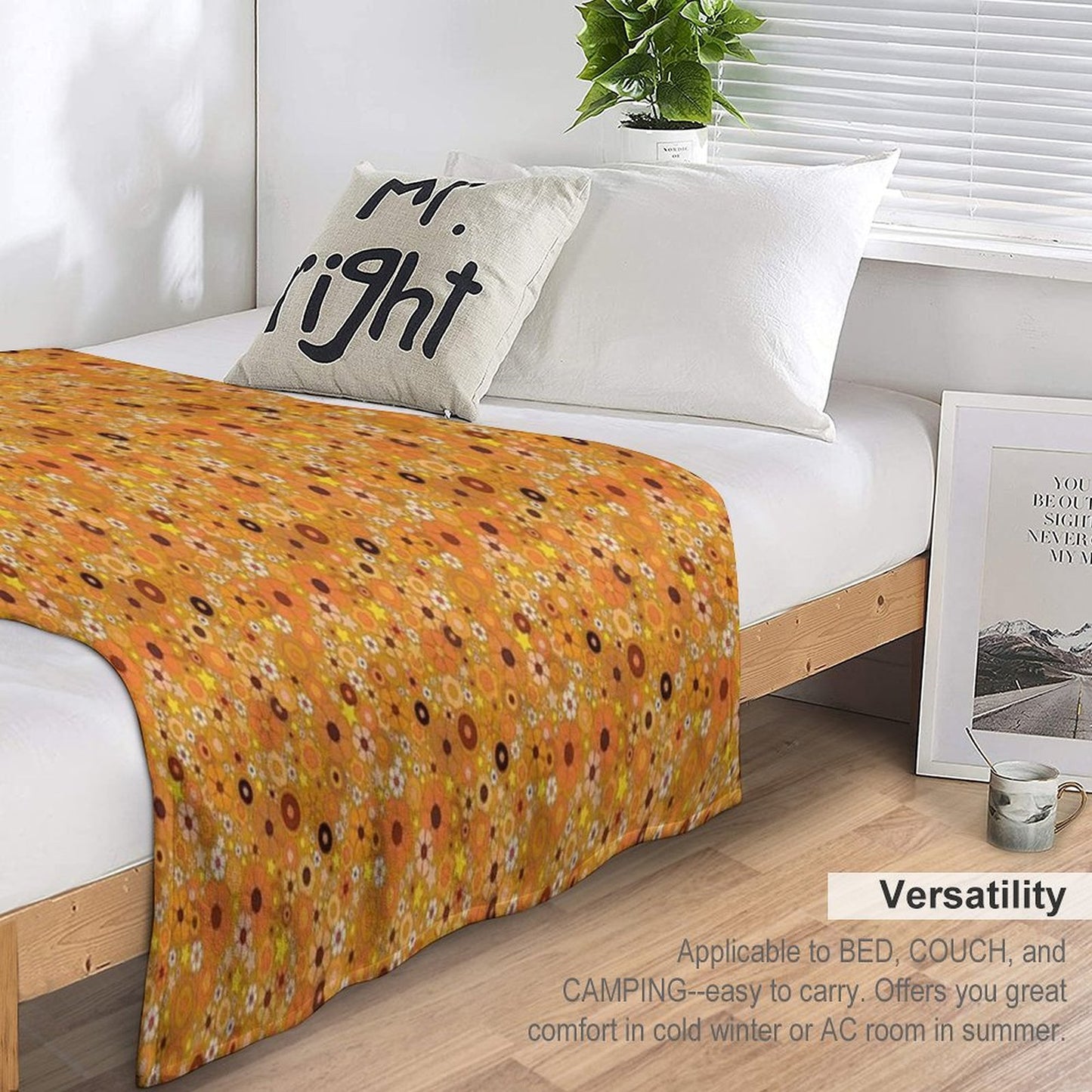 Hippie Flower Stars 60s 70s Throw Blanket