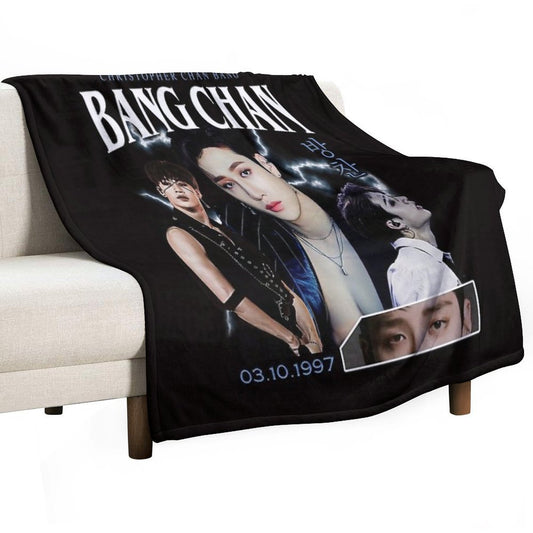 Bang Chan Shirt Vintage 90 Retro T Shirt Tee Throw Blanket