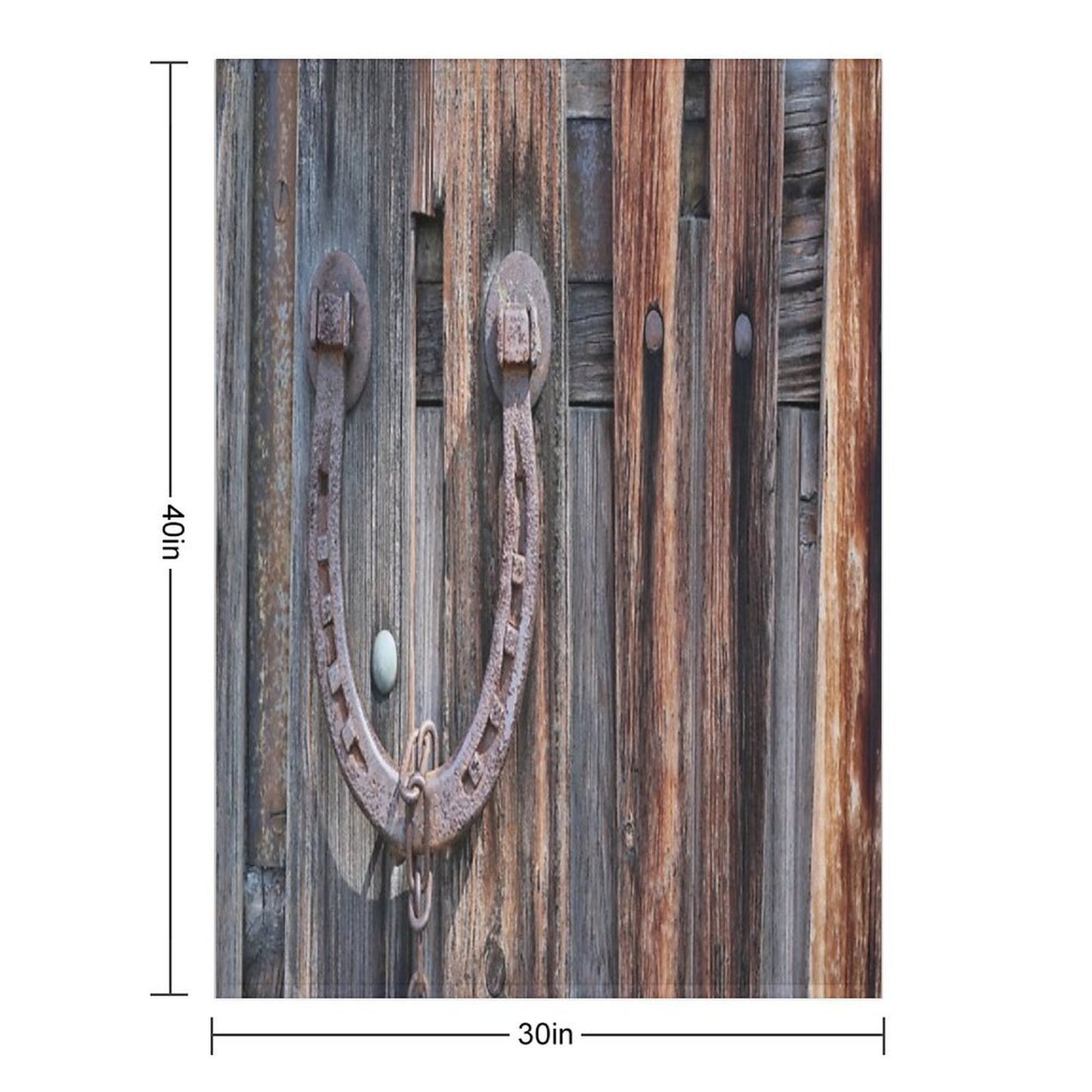 Distressed Barn Wood Rustic Equestrian Horseshoe Throw Blanket