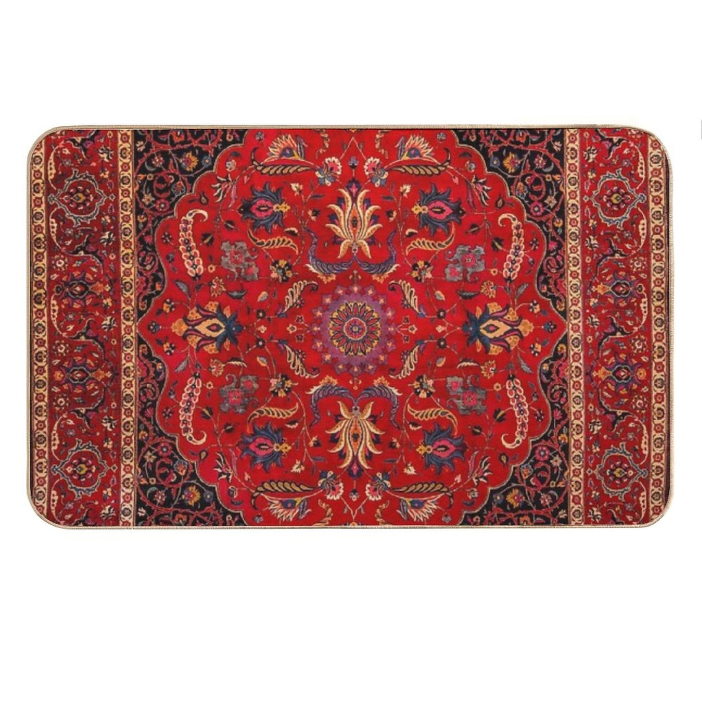 Red Persian Rug Bath Mat