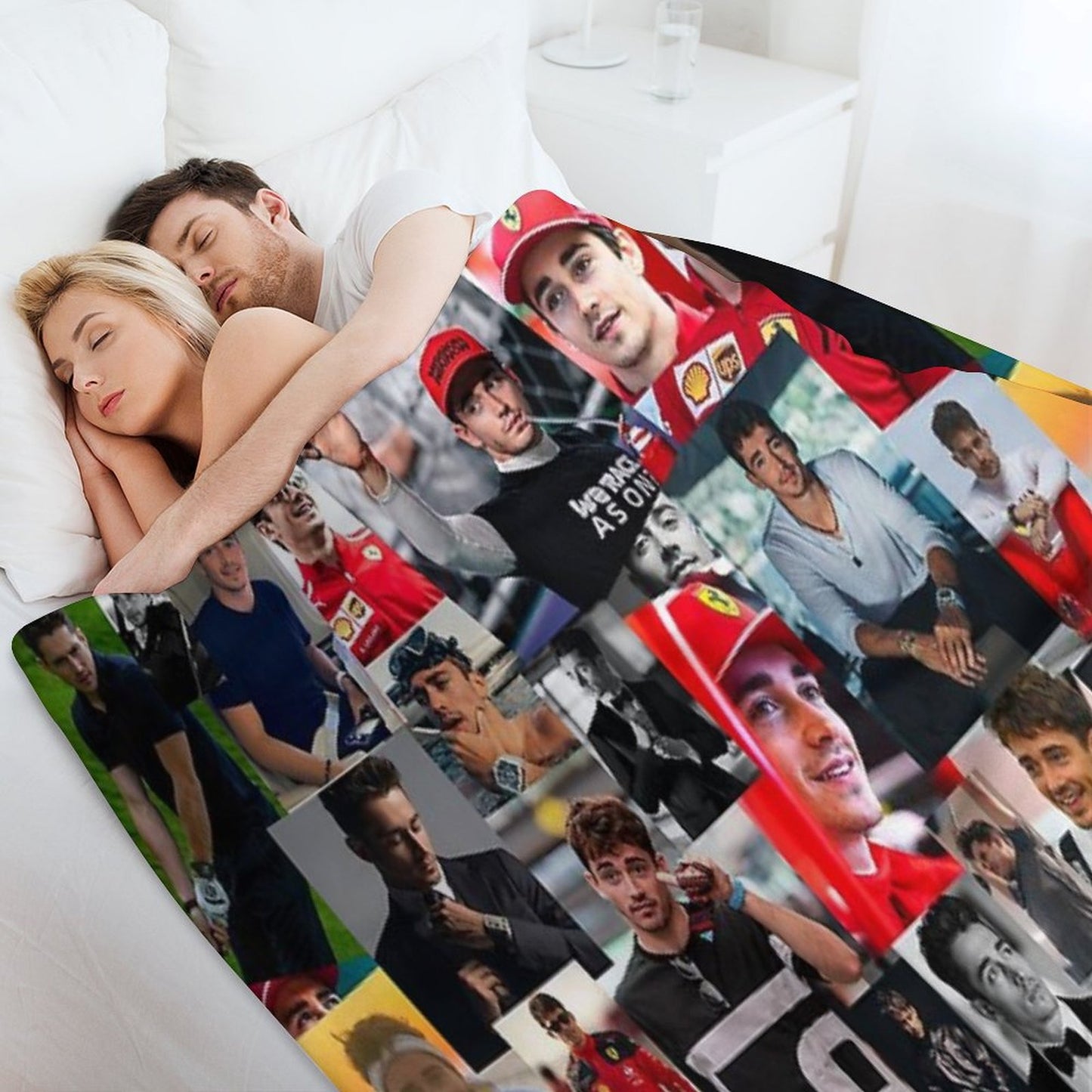 Charles Leclerc Monacan Motorsports Racing Driver Collage Throw Blanket