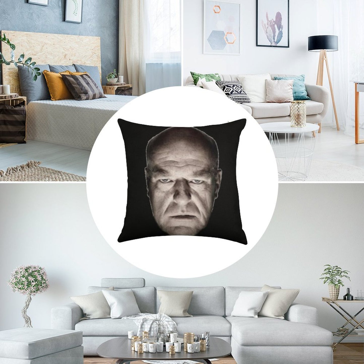Hank Staring Meme Linen Throw Pillow Cover