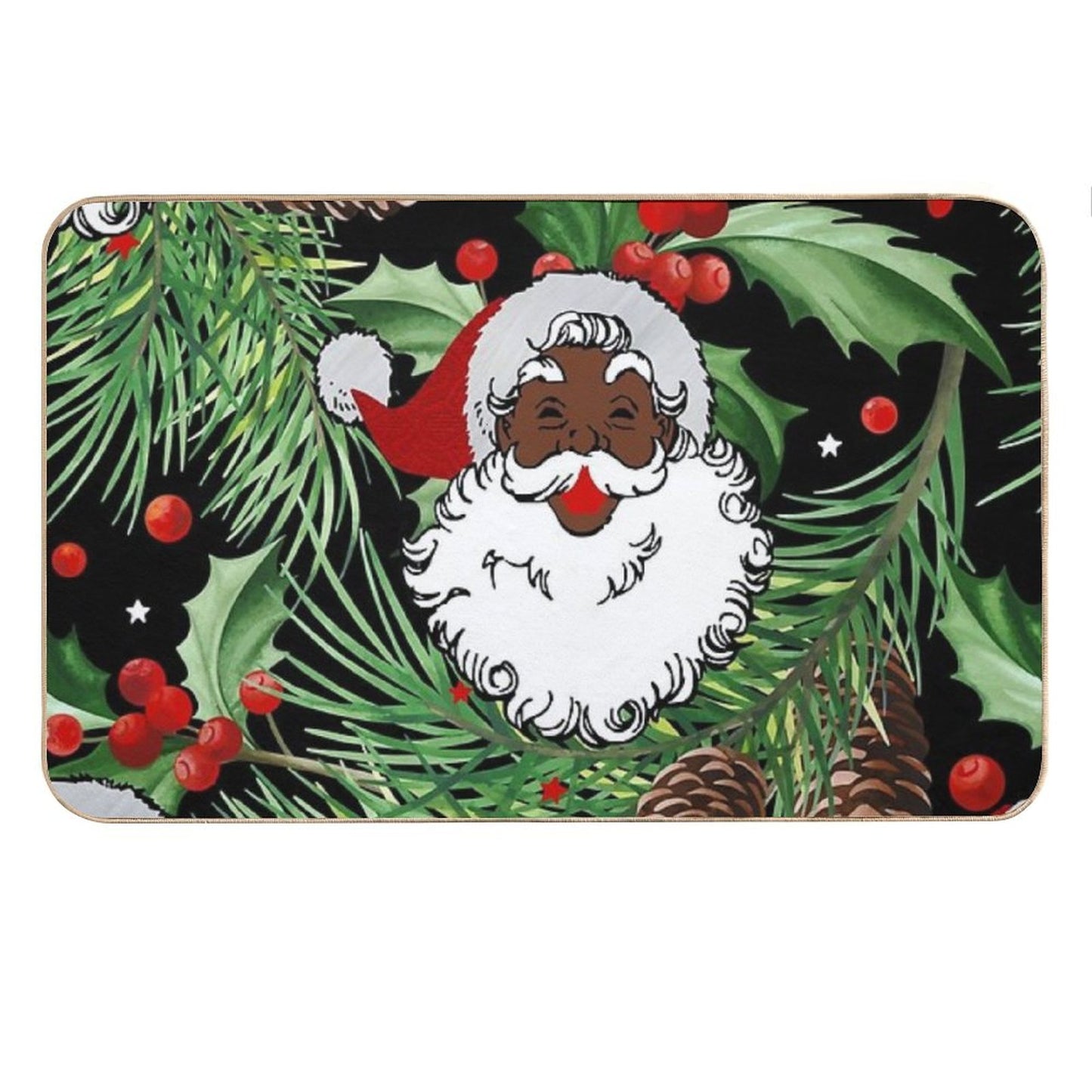 Xmas Black Santa Claus Bath Mat
