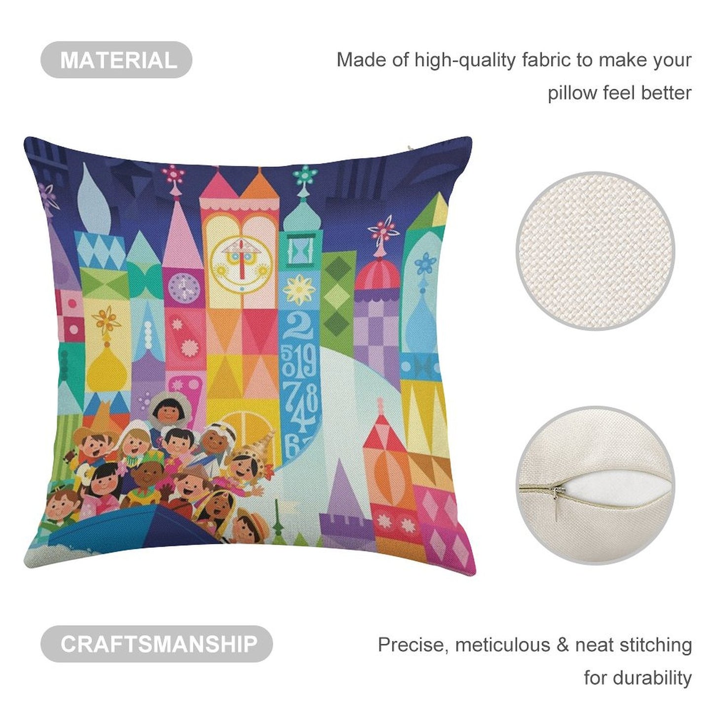 Small World Fantasyland Linen Throw Pillow Cover