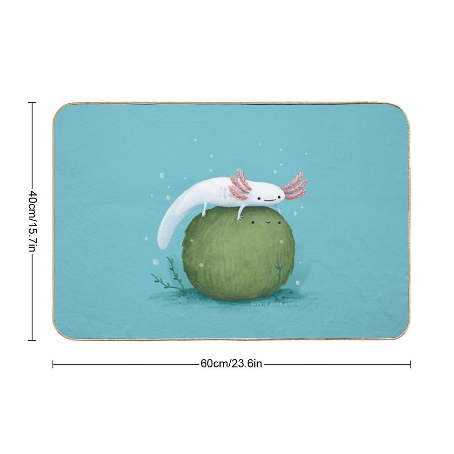 Axolotl on A Mossball Bath Mat