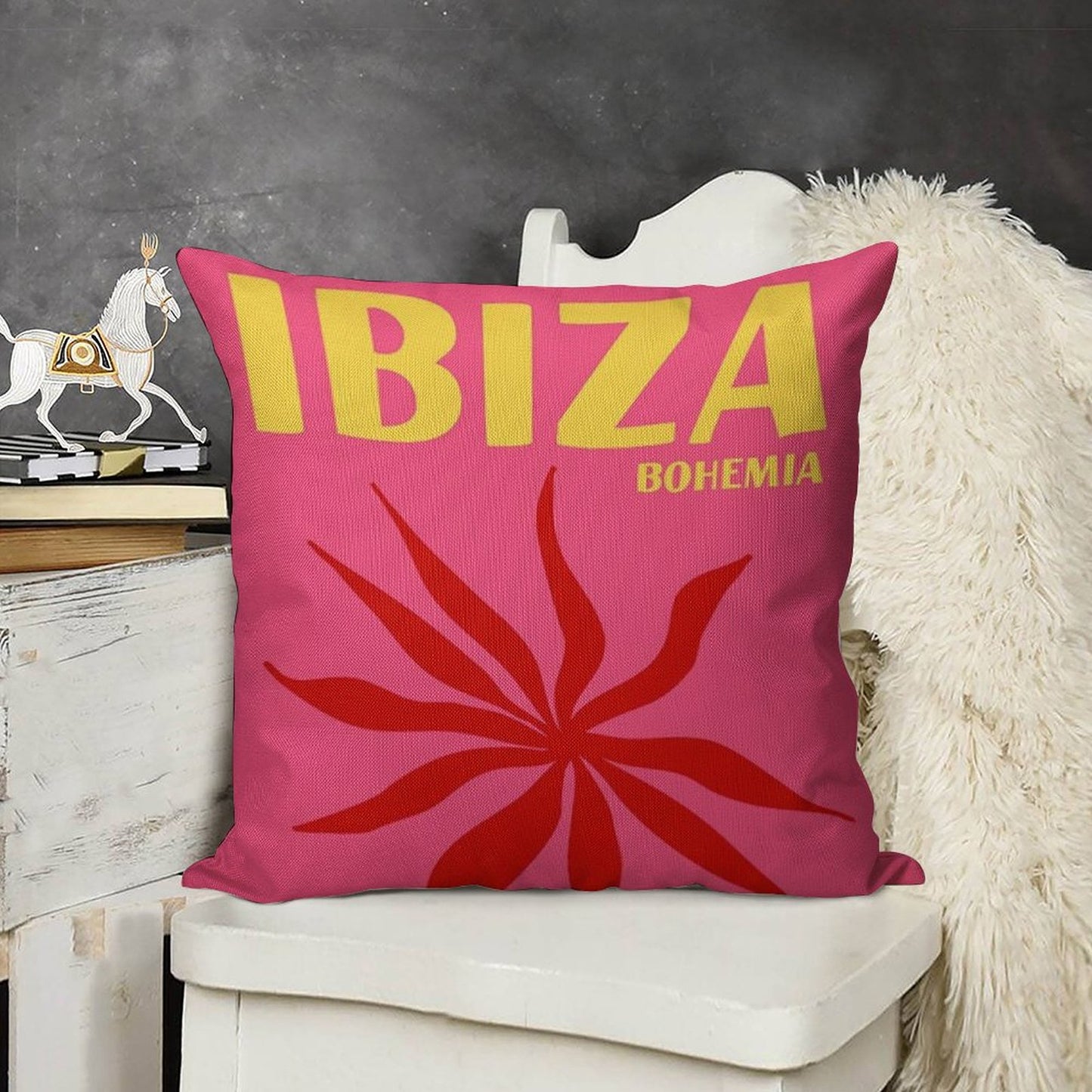 Ibiza Bohemia Print Linen Throw Pillow Cover