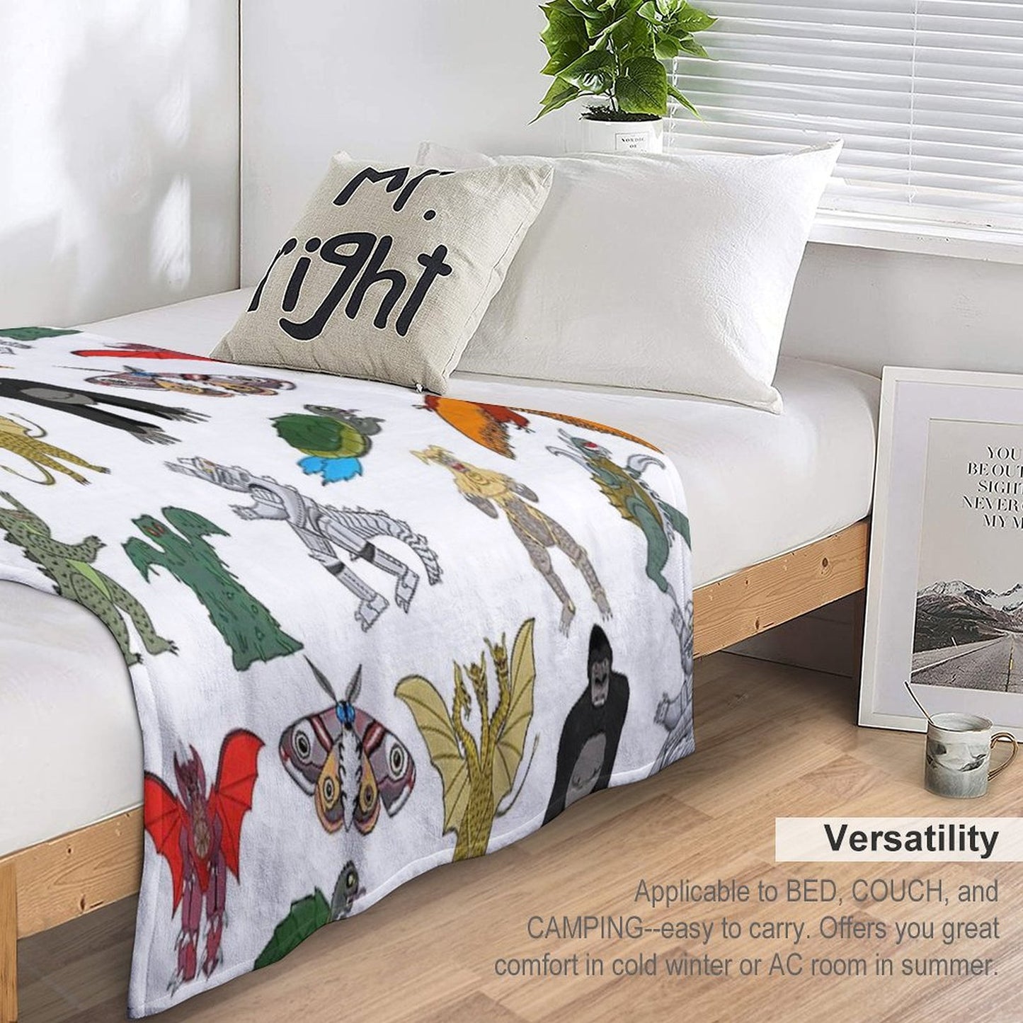 Colorful Kaiju Throw Blanket