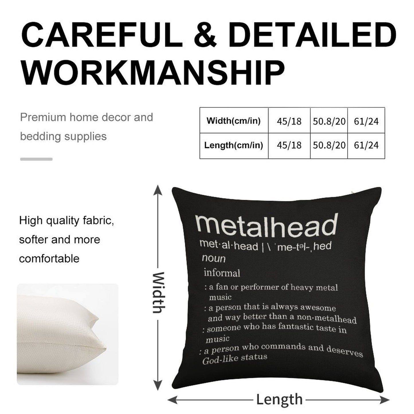Metalhead Meaning Linen Throw Pillow Cover