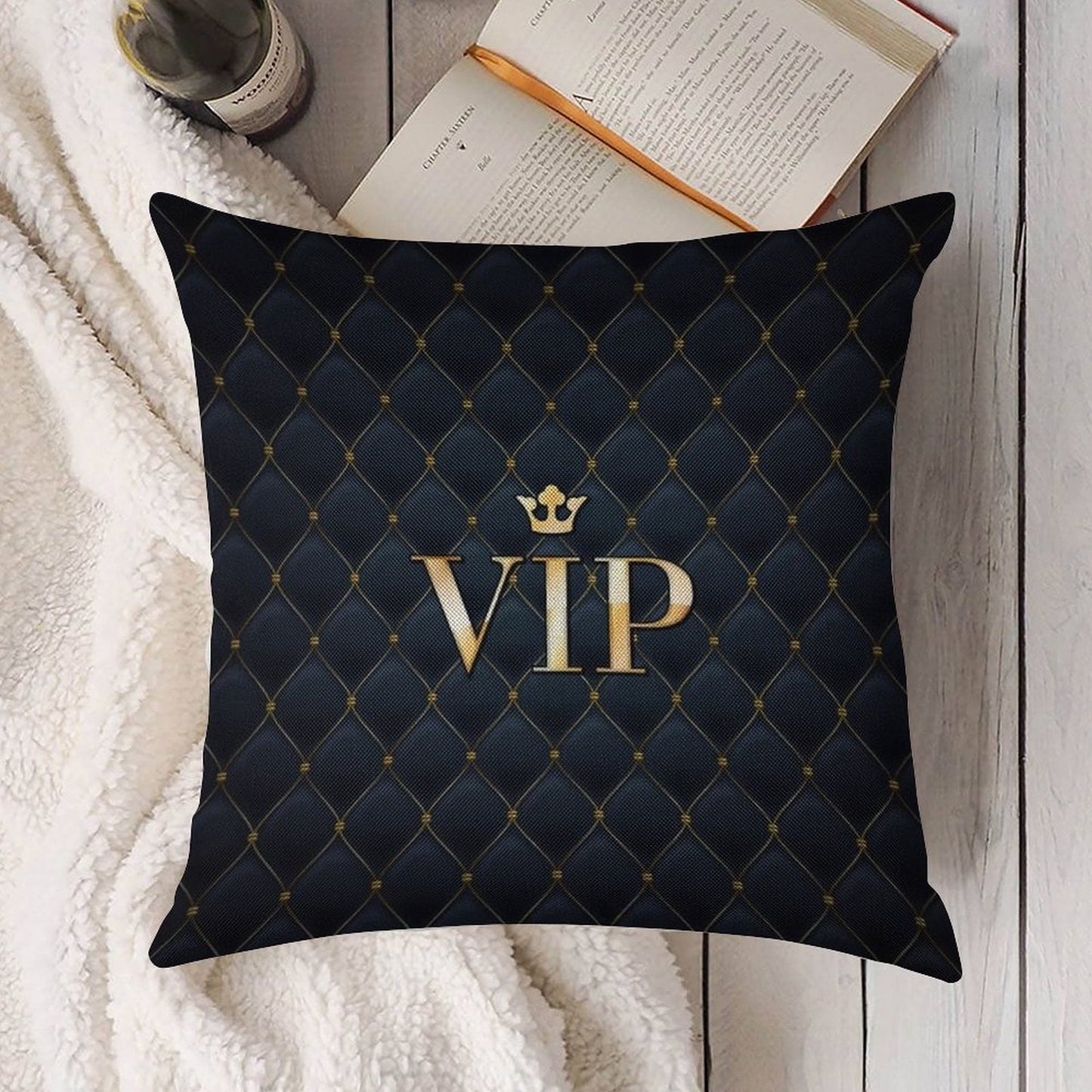 VIP Abstract Quilted Background Linen Throw Pillow Cover