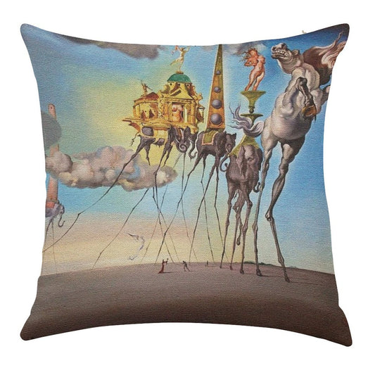 The Temptation of St. Anthony Linen Throw Pillow Cover
