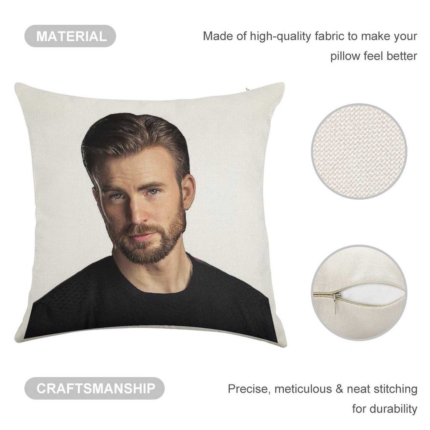 Chris Evans Being Hot Linen Throw Pillow Cover