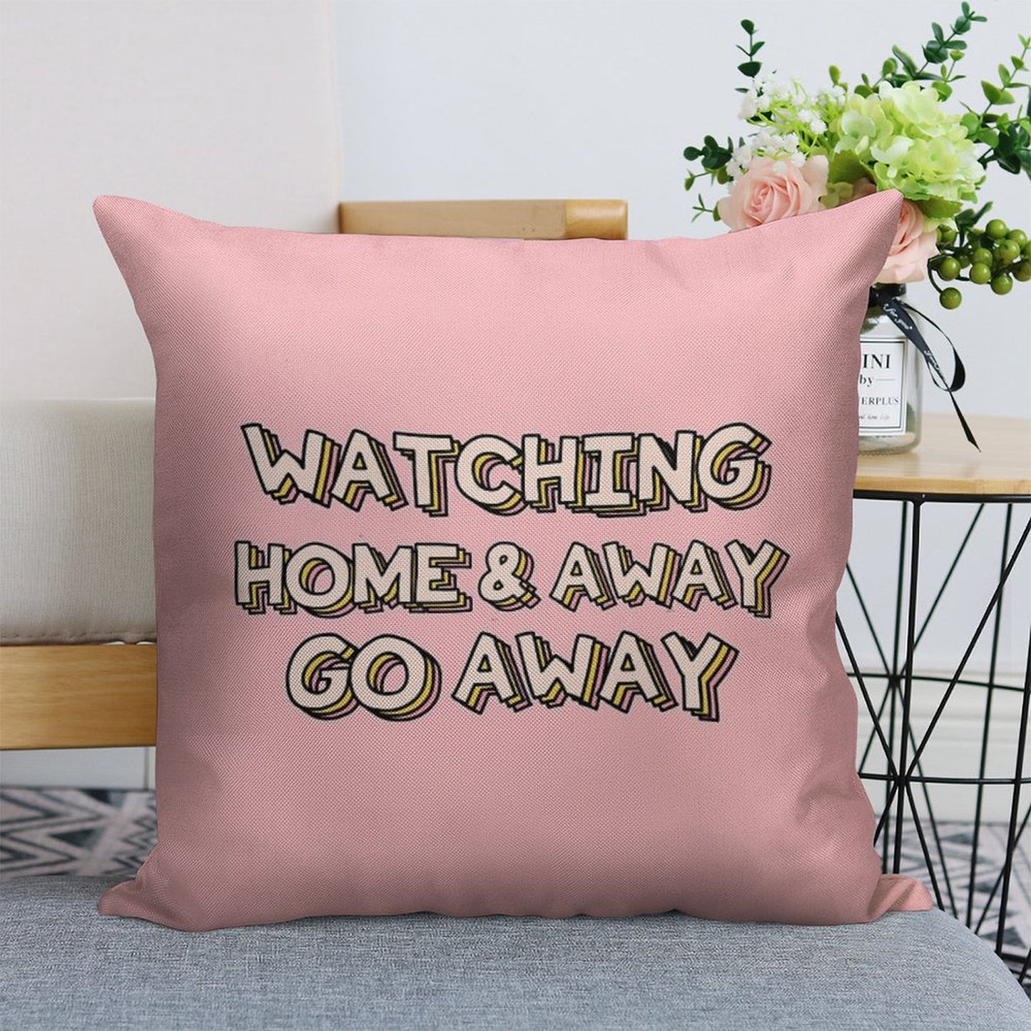 Watching Home & Away Go Away Linen Throw Pillow Cover