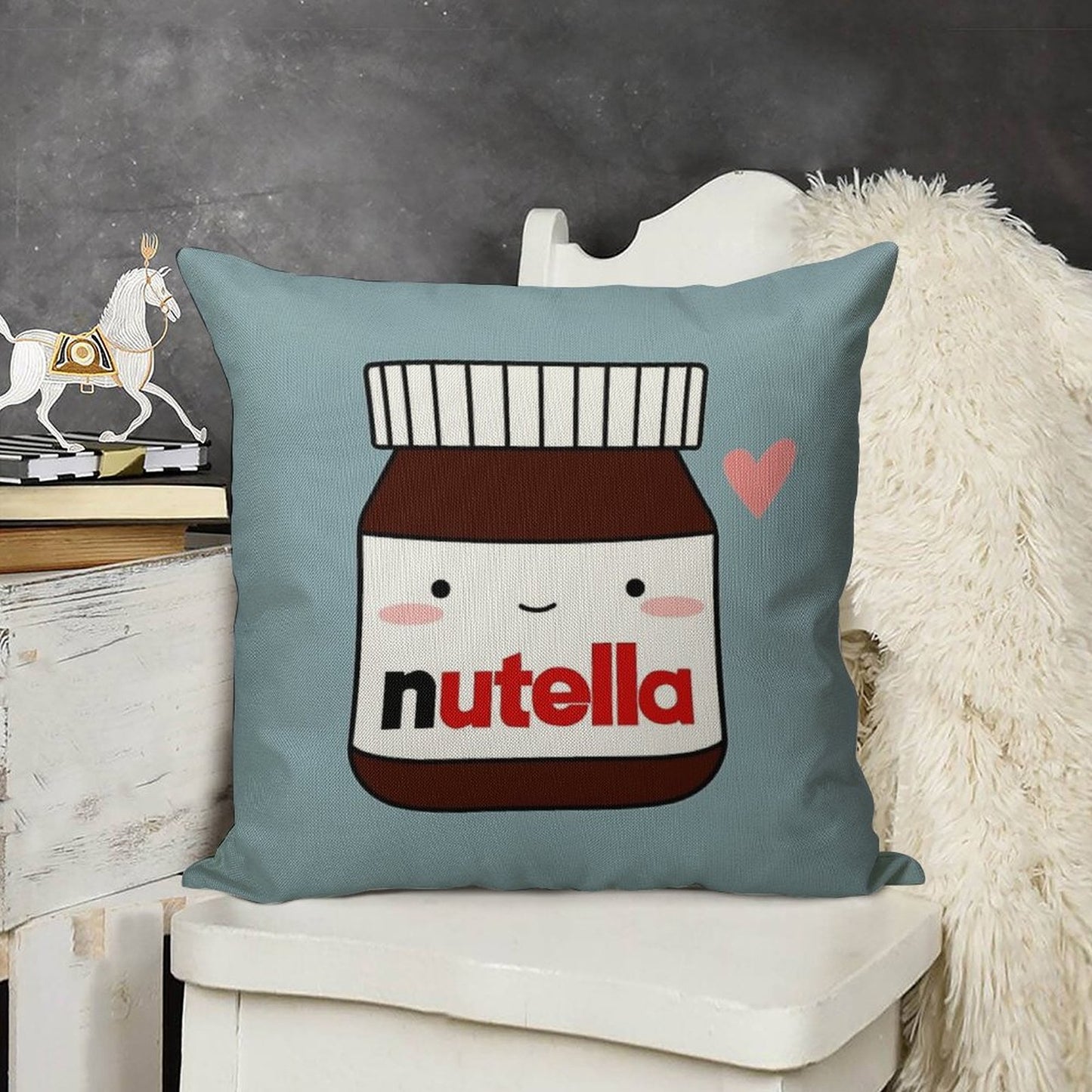 Cute Nutella Jar Linen Throw Pillow Cover