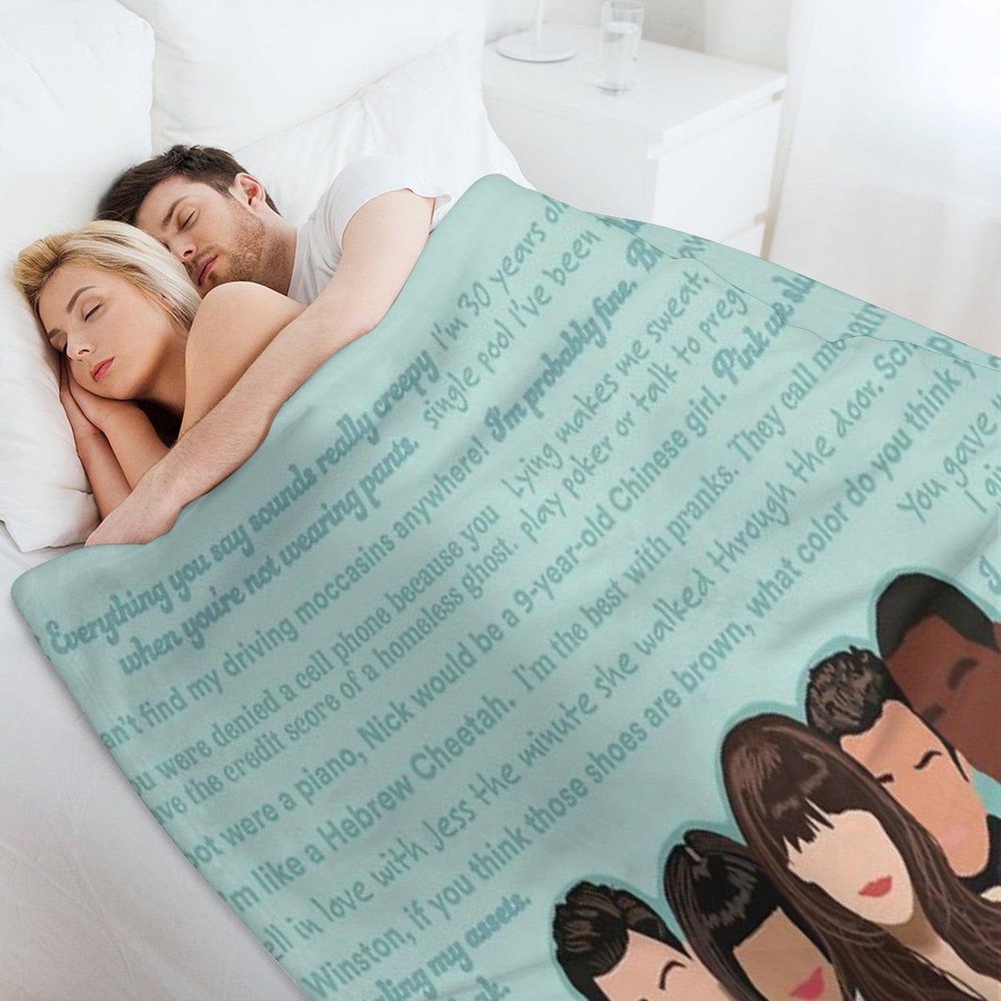 New Girl Cast And Quotes Throw Blanket