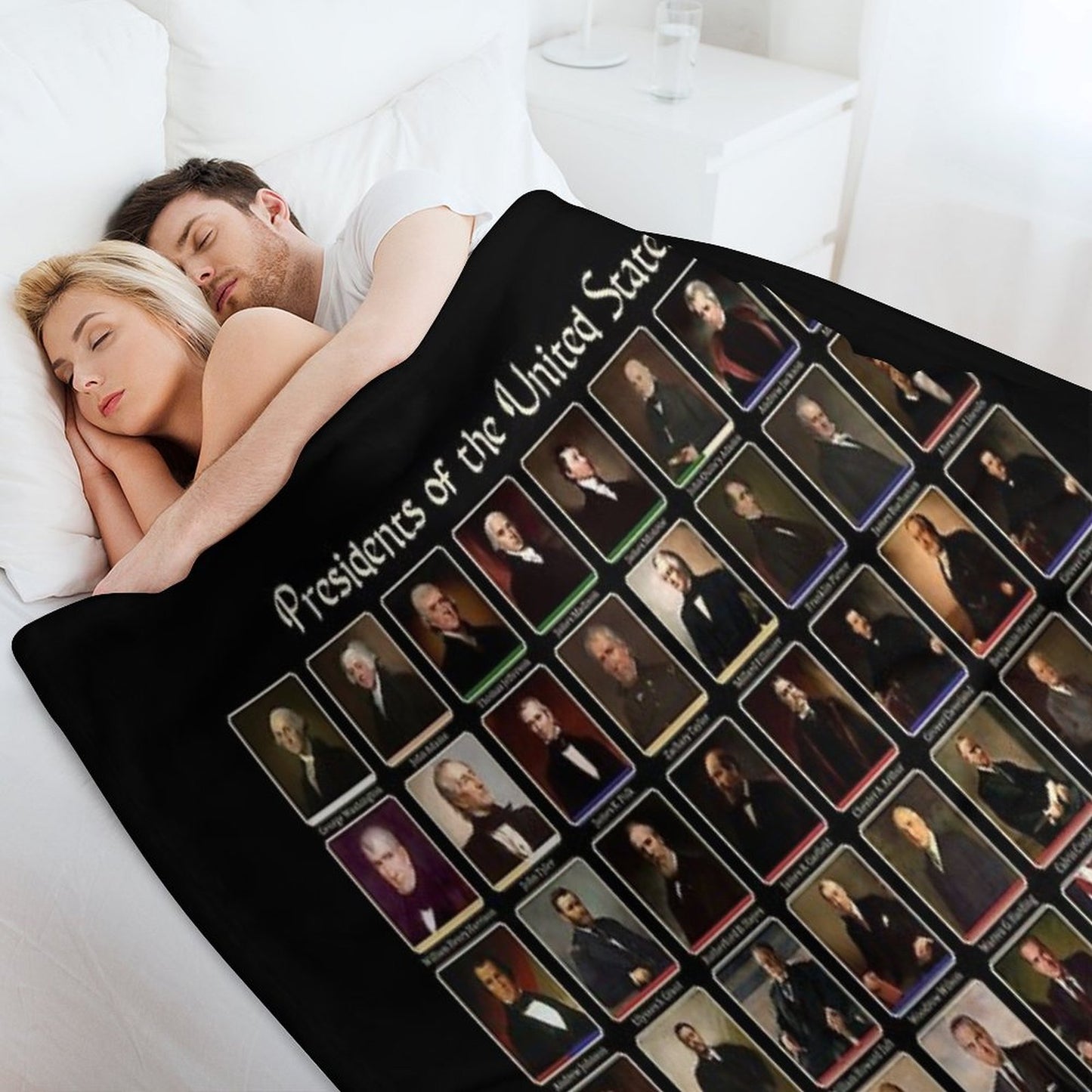 47 Presidents of The United States List (Updated - Including Trump) Throw Blanket